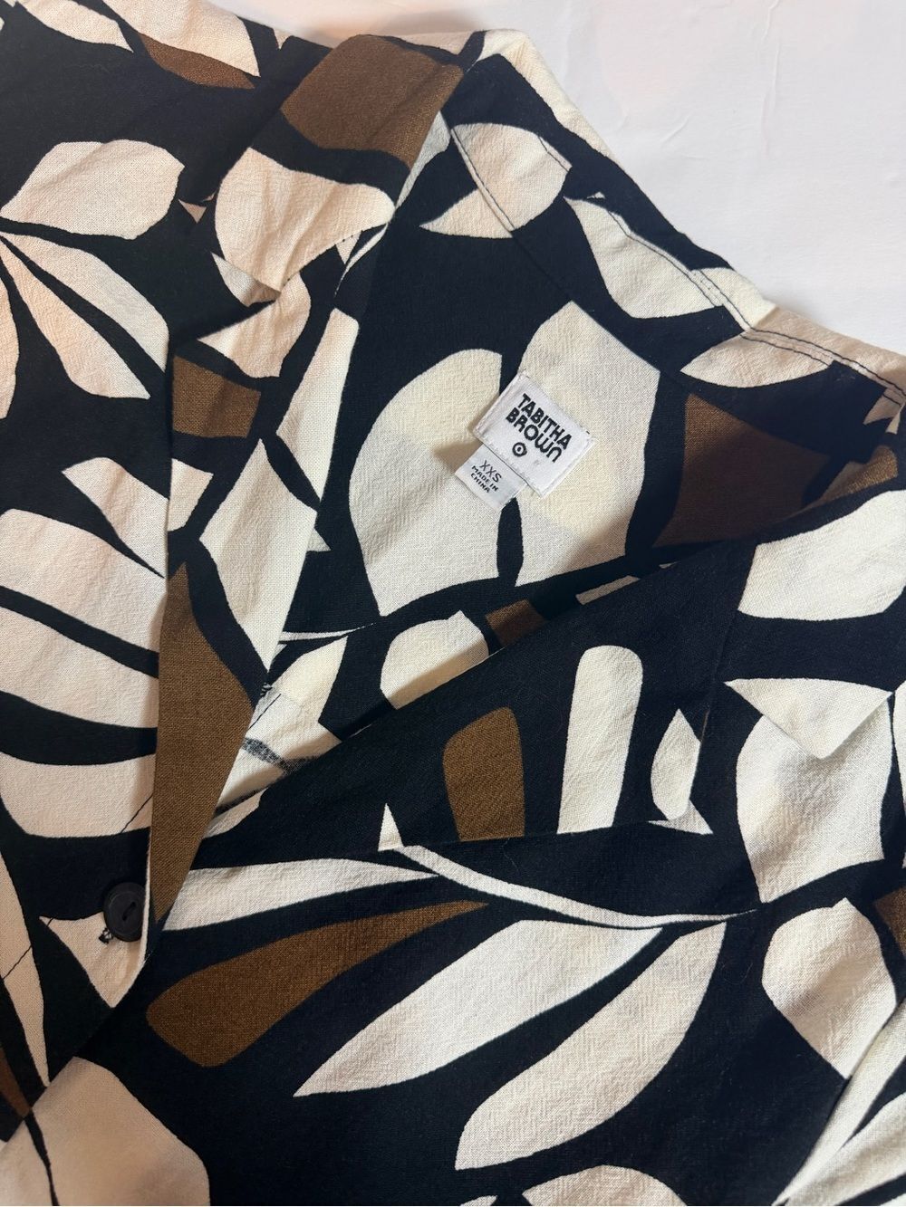 Tabitha Brown for Target Patterned Cropped Jumpsuit XXS Brown Black Cream